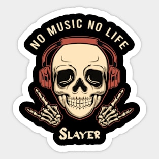 No music no life metal skulll Sticker